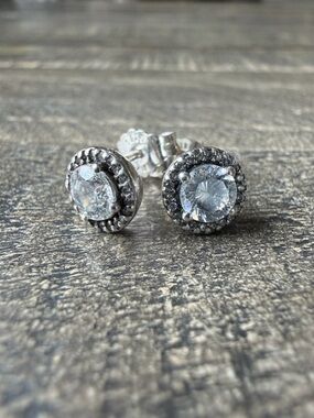 Pandora Round Sparkle Stud Earrings